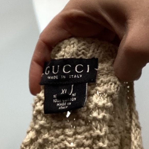 Gucci Vintage Cream Cable Knit Crewneck Pullover Sweater Sz XL - Picture 4 of 6